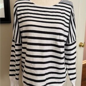 French Connection Black and White Striped Sweater